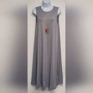 Daily Collection L Long Grey Dress Stretch Flowy Sleeveless EUC